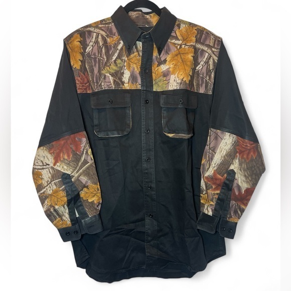 Master Sportsman Other - Master Sportsman Men L Camo Black Colorblock Long Sleeve Button Down Shirt AS IS